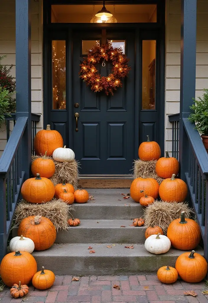 16 Creative Halloween Porch Ideas That Will Get You in the Spooky Spirit (Don’t Miss #5!) - 1. Pumpkin Paradise
