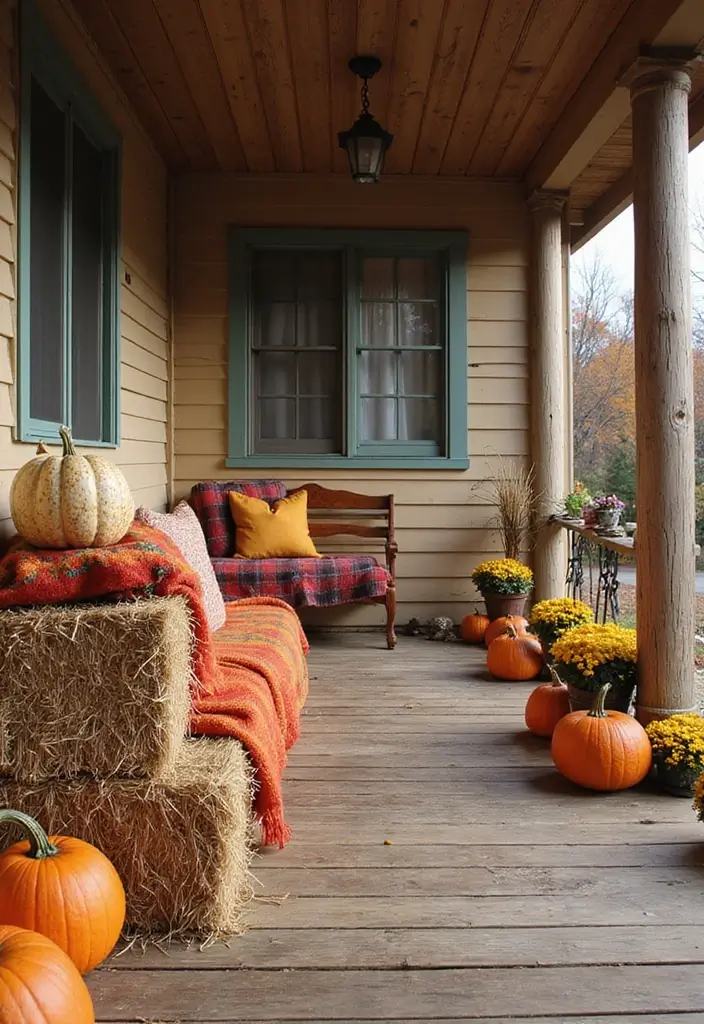 16 Creative Halloween Porch Ideas That Will Get You in the Spooky Spirit (Don’t Miss #5!) - 11. Fun with Hay Bales