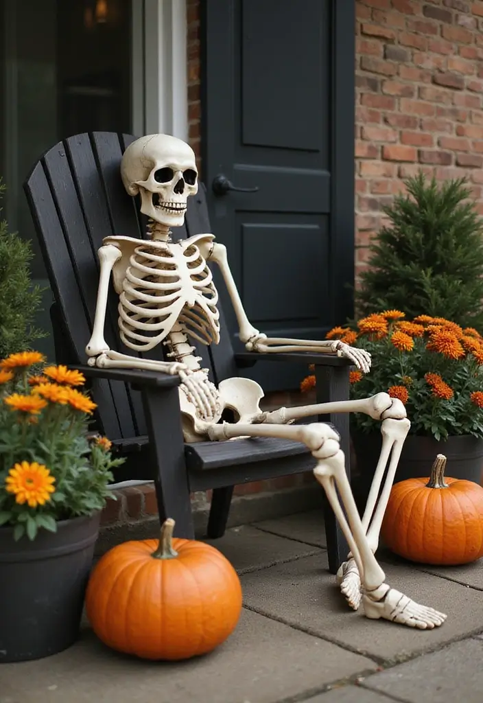 16 Creative Halloween Porch Ideas That Will Get You in the Spooky Spirit (Don’t Miss #5!) - 13. Skeleton Fun