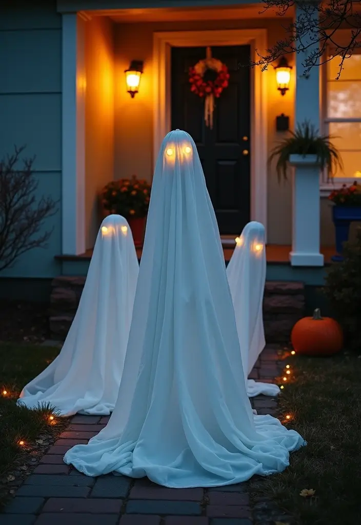 16 Creative Halloween Porch Ideas That Will Get You in the Spooky Spirit (Don’t Miss #5!) - 2. Ghostly Gaze