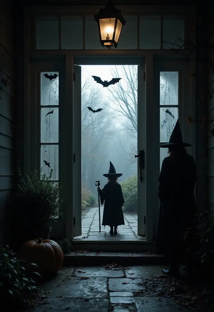 16 Creative Halloween Porch Ideas That Will Get You in the Spooky Spirit (Don’t Miss #5!) - 5. Spooky Silhouettes