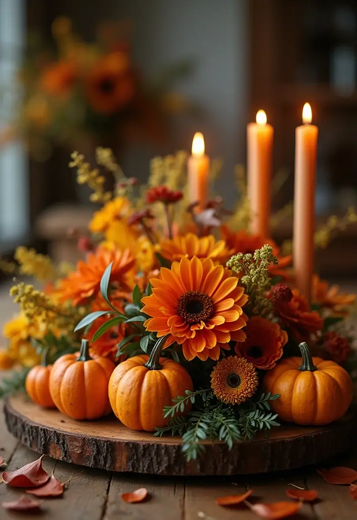 18 Elegant Fall Table Decor Ideas That Will WOW Your Dinner Guests! - 1. Warm Tones Centerpiece
