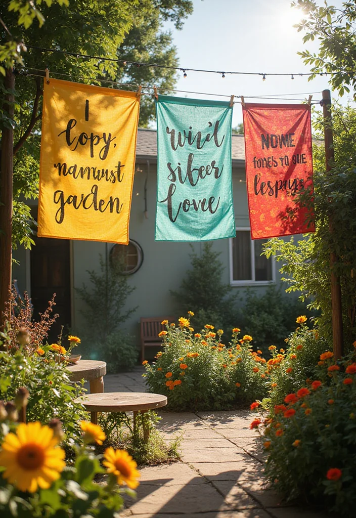 10 Whimsical Garden Ideas That Will Spark Your Imagination (You Won't Believe #10!) - 7. Colorful Garden Banners 1