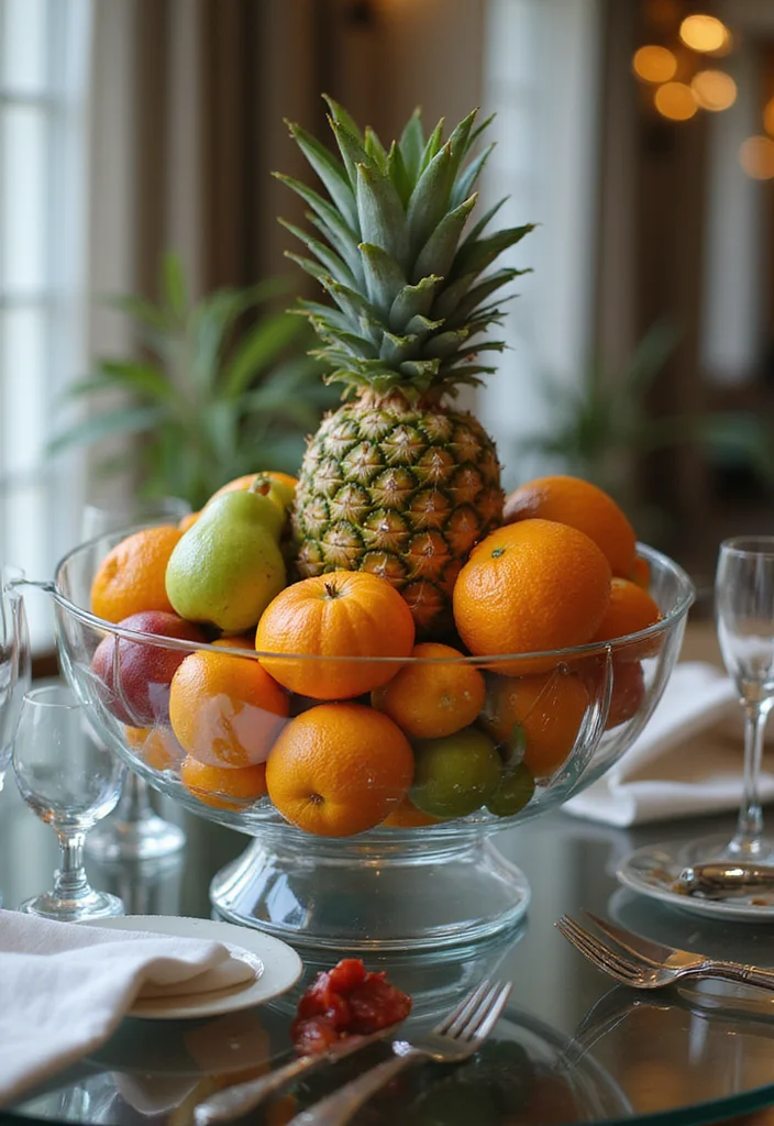 12 Elegant Glass Dining Table Decor Ideas That Exude Sophistication! - 3. Minimalist Fruit Bowl 1