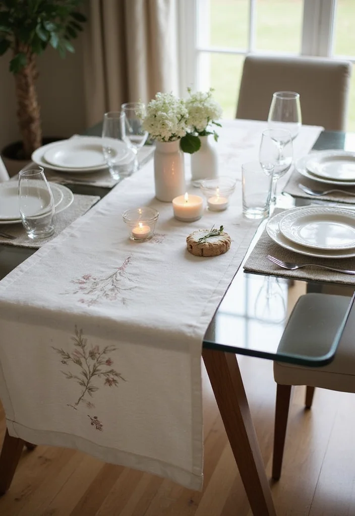 12 Elegant Glass Dining Table Decor Ideas That Exude Sophistication! - 4. Elegant Table Runner 1