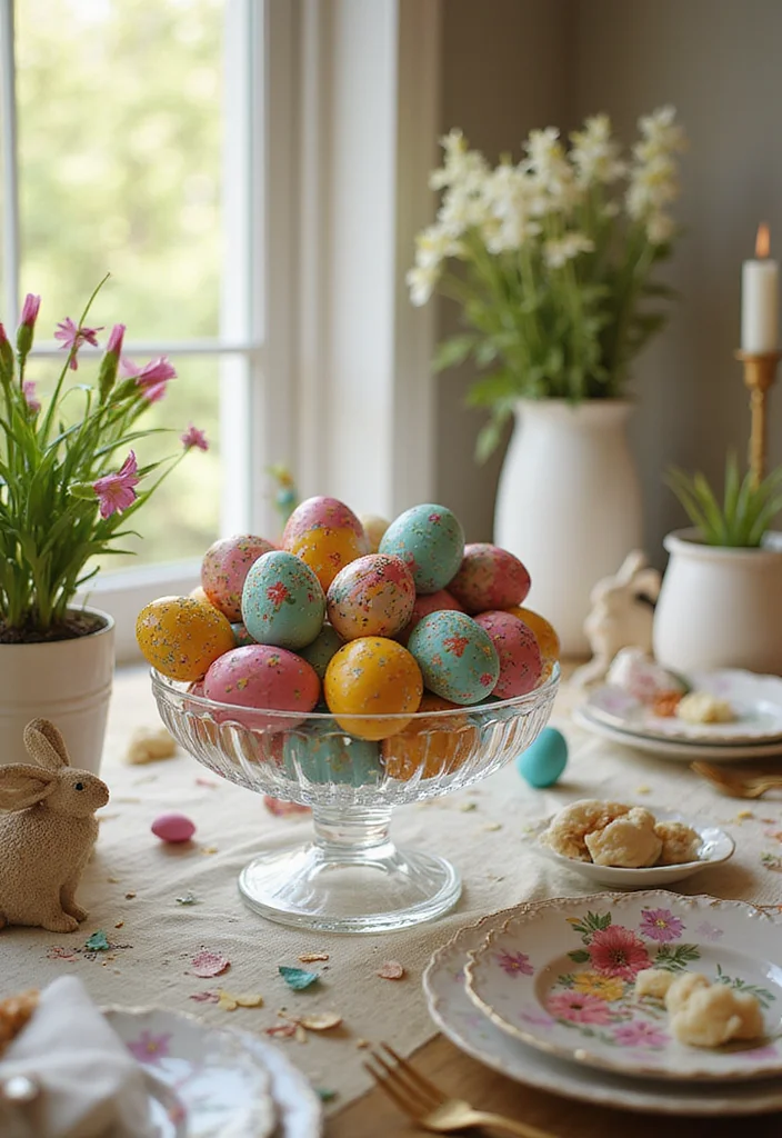 14 Creative Spring Table Centerpieces Perfect for Family Gatherings (Try #9!) - 10. Colorful Easter Egg Centerpiece 1