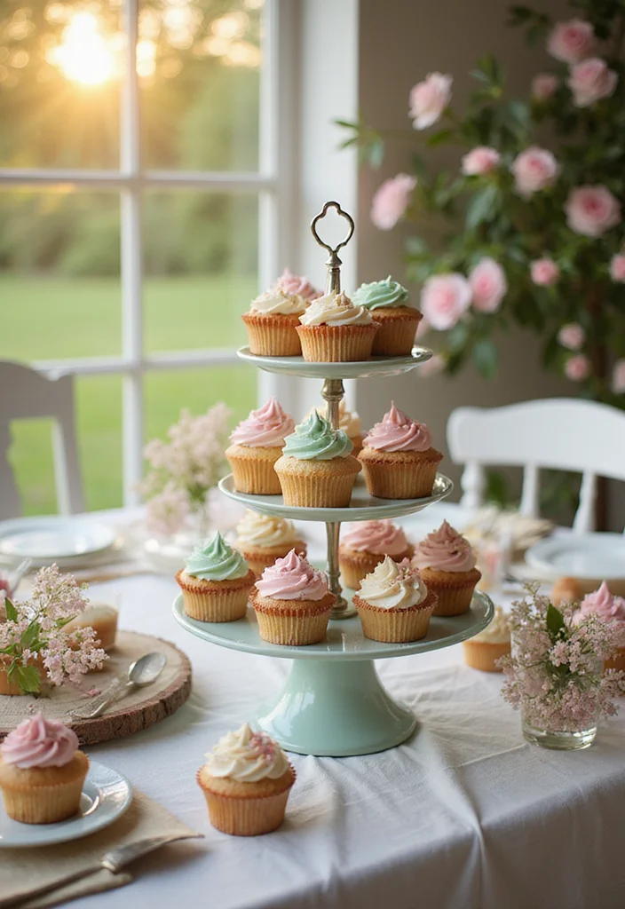 14 Creative Spring Table Centerpieces Perfect for Family Gatherings (Try #9!) - 4. Vintage Cupcake Stand 1