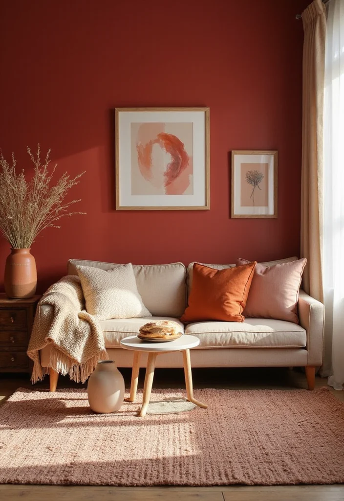 15 Cozy Living Room Ideas That'll Make You Want to Snuggle Up Right Now! - 11. Incorporate Warm Colors 1